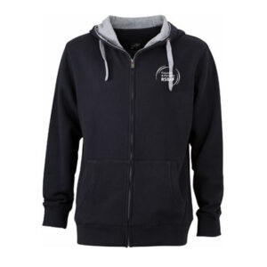 Zweifarbige Hoodiejacke Unisex mit Brust- und Rückendruck